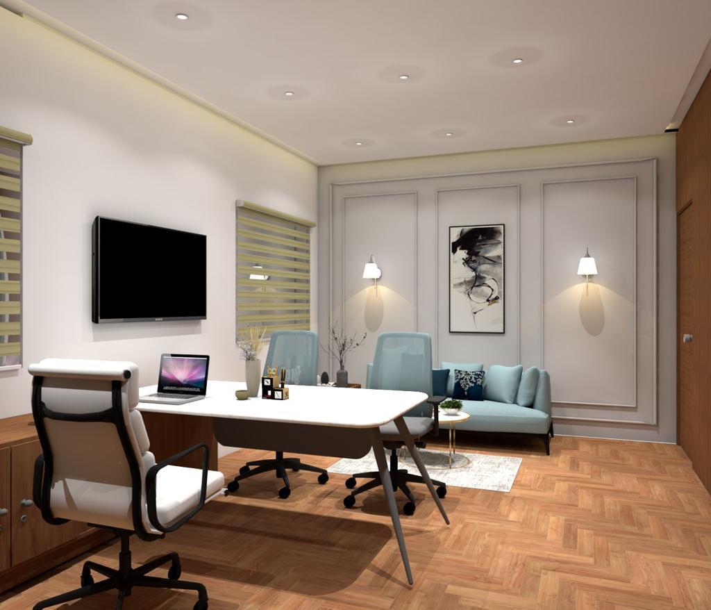 Luxurious living room featuring neutral palette and custom walnut shelves